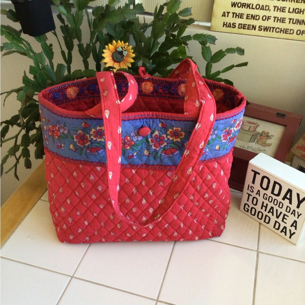 Quilted Paisley Red Floral Tote - Picture 2 of 7